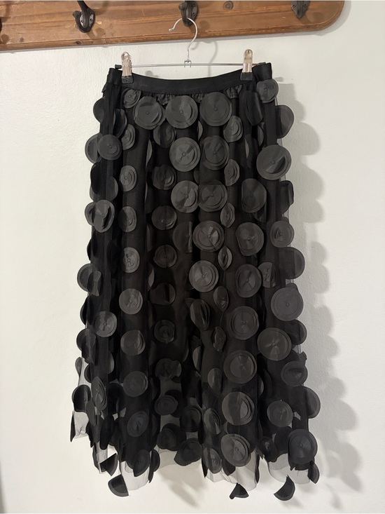 Dresses & Skirts - Black Textured Dot Midi Skirt - Women's